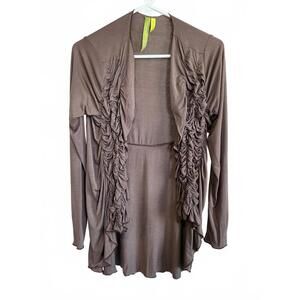 Green Dragon Women's Brown Ruched Open Front Cardigan Medium